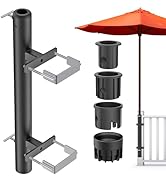Dolibest Heavy Duty Patio Umbrella Holder, Steel Deck Clamp Holder up to 2'' Poles, Deck Mount Um...