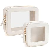 FFpaw Clear Makeup Bag, Small Makeup Bag TSA Approved Toiletry Bag Cosmetic Travel Bag Cute Makeu...