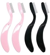 4PCS Folding Eyelash Comb, Eyebrow Comb Metal Teeth, Eyelash Separator Comb, Eyelash Brush and Co...