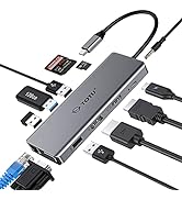 USB C Hub, TOTU Upgraded 13 in 1 Type C Hub to 4K HDMI & DP, VGA, 2 USB3.0/2 USB2.0/75W PD, Tripl...