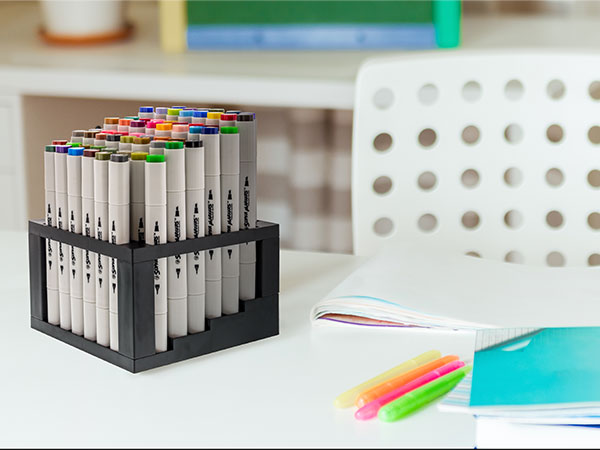 60-slot marker organizer keeps art supplies neat and accessible on any office or art desk