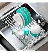 Urackify Expandable in-Sink or Over-Sink Dish Drying Rack, 14.5"-18",Silver | 304 Stainless Steel...