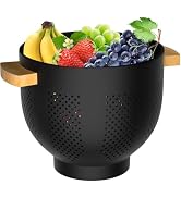 Colander for Kitchen, 6 QT Metal Colander with Wood Handle, Kitchen Gadgets Strainers and Colande...