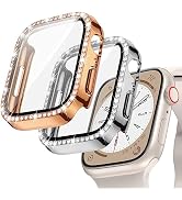 Goton 2-Pack Bling Case for Apple Watch 40mm Screen Protector SE (2nd Gen) Series 6 5 4, Women Gl...