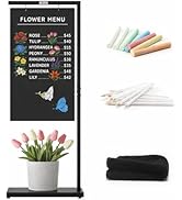 TOWON 20 x 47 Inch Large Chalkboard Sign, Hanging metal chalkboard signs with Metal Base, Pedesta...