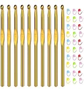 Aeelike 10pcs Size J / 6.0mm Crochet Hooks,Aluminum Crochet Needles and 30pcs Stitch Markers for ...