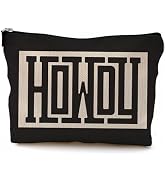 BILLAION Vintage Howdy Western Makeup Bag, Western Gifts for Women Cosmetic Bags, Black and Beige...