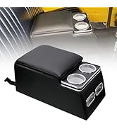 RULLINE Bench seat center console Universal Truck Seat/Bench Organizer with Cup Holders, Armrest,...