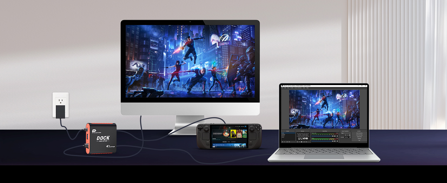 Steam Deck Stream Dockplay via 2-in-1 switch dock & capture card