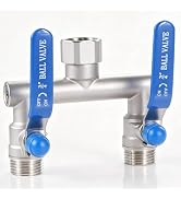 304 Stainless Steel Garden Hose Splitter 2 Way Heavy Duty, Full Flow Hose Splitter with Long Hand...