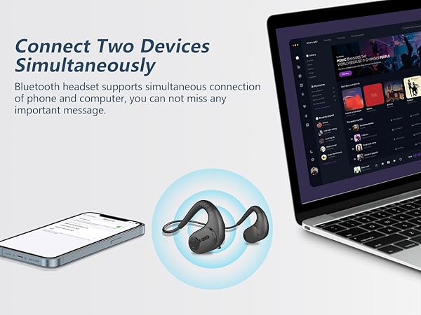 BANIGIPA Bluetooth 5.4 Headsets with Microphone Noise Cancelling Open Ear Headphones for Calling