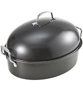 KITESSENSU Extra Large Roasting Pan with Lid - 18.5 x 14.5 In Nonstick Turkey Roaster with Rack -...