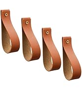 4pcs Leather Curtain Rod Straps - Rustic Wall Mounted Leather Strap Hooks with Curtain Rod Holder...