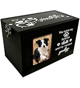 PRESSINART Paw Print Wood Pet Urn Pet Memorial Box for Ashes Heart Pattern Rectangle Storage Cont...
