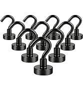 DIYMAG Black Magnetic Hooks, 25Lbs Strong Rare Earth Neodymium Magnet Hooks with Nickel Coating f...