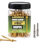 LIONMAX Deck Screws 2 Inch, Wood Screws #8 x 2", 300 PCS, Rust Resistant, Exterior Epoxy Coated, ...