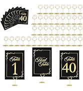 JOYIT 41 Sets Wedding Table Number 1-40 and Head Table Card with 41 Pcs Table Number Holders, Bla...