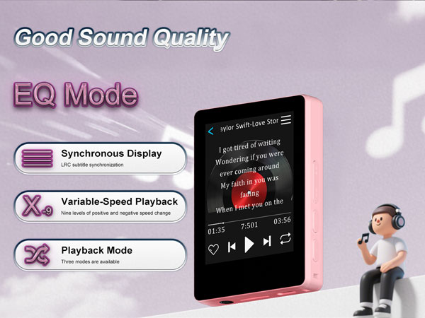 pink mp3 player, tiny mp3 player, small mp3 player, mp3 case, mp3 headphones