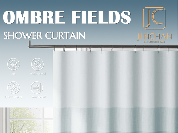 Blue shower curtain