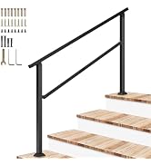 VIVOSUN Outdoor Handrail, 4 Step Stair Handrail, 54" x 36" Fits 1 to 4 Steps, Wrought Mattle Iron...