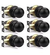 Brotima 6 Pack Passage Door Knob, Matte Black Door Knobs Keyless Doorknobs for Interior Doors, Ha...