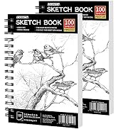FIXSMITH 5.5"X8.5" Sketch Book | 200 Sheets (68 lb/100gsm) | 2 Pack | Durable Acid Free Drawing P...
