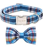 Unique style paws Plaid Dog Collar with Bow Pet Gift Adjustable Soft and Comfy Bowtie Collars for...