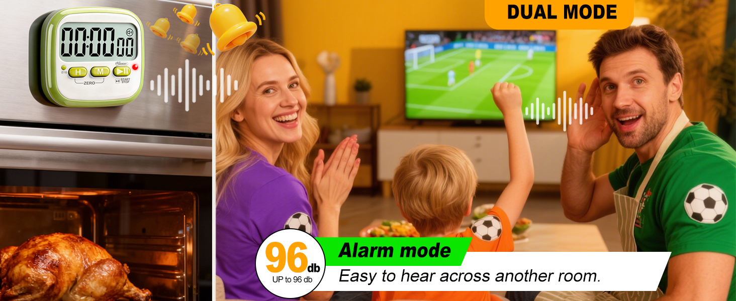 Kitchen Timer with Loud Alarm Mode