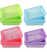 Hacaroa 20 Pack Colorful Plastic Storage Basket, 10.6x7.7x2.8 Inch Classroom Storage Bins Desktop...