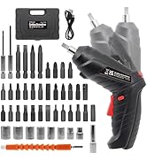 Cordless Electric Screwdriver, 3.6V Rechargeable Power Screwdriver with 47 pcs Accessories, usb c...