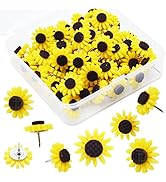 YOUDEFUL 60Pcs Decorative Pushpins, Yellow Sunflower Push Pins, Cork Board Tacks, Bulletin Board ...