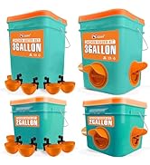 Automatic Chicken Feeder and Waterer Set(4 Buckets/2-3 gallons), Chicken Feeder Ports & Water Cup...