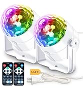 Apeocose 2-Pack Disco Party Light Sound Activated with Remote Control, Music Sync Disco Ball Ligh...