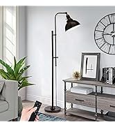 PARTPHONER Industrial Floor Lamp Adjustable, Rustic Farmhouse Reading Lamp in Aged Black Finish, ...