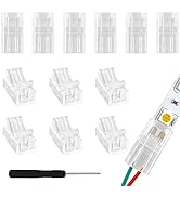 VIPMOON 12Pcs 2 PIN LED Light Strip Connectors 8mm Wide Unwired Gapless Solderless Strip to Wire ...