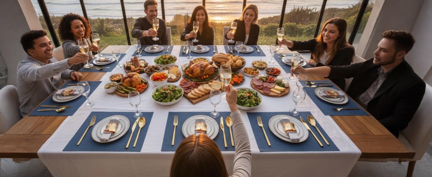 blue placemats