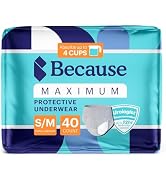 Because Maximum Incontinence Underwear for Men - Heavy Bladder Leak Protection, Ideal for Overnig...