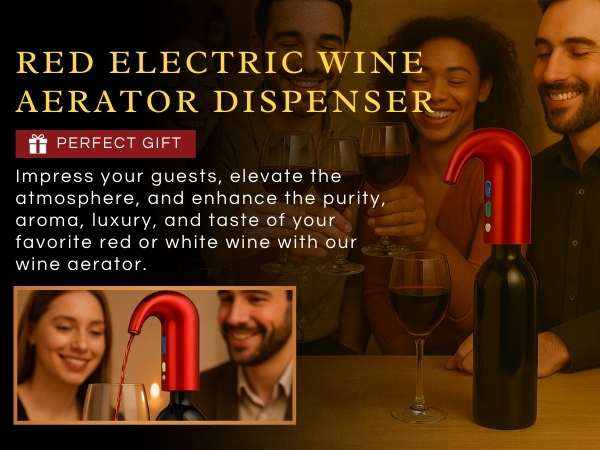 The Wine Savant Red Electric Wine Aerator Dispenser