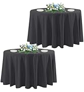 DAKKIONY 2 Pack Black 120 Inch Round Tablecloth, Stain Resistant Polyester, Perfect for Weddings,...