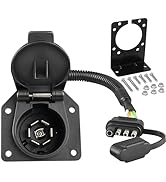 Oyviny 4-Pin to 7-Way Round Blade Trailer Adapter W/Mounting Bracket, 4 Way Flat to 7-Way Blade R...