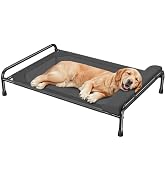 Simple Trending Elevated Dog Bed for Large Dogs, Cooling Raised Pet Cot with Bolster, Breathable ...
