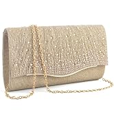 TINDTOP Clutch Purses for Women, Formal Evening Bags Suede Shoulder Envelope Party Handbags Weddi...