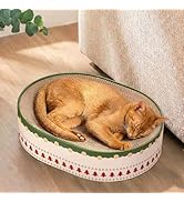 Conlun Cat Scratcher Bed, 2 in 1 Oval Cat Scratching Board for Indoor Kitty Scratch Pad Corrugate...