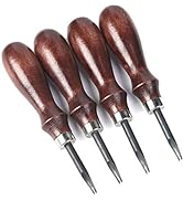 WUTA Leather Edge Bevelers, 4pc High Carbon Steel Edge Skiving Set, Leather Wood Handle Leather T...