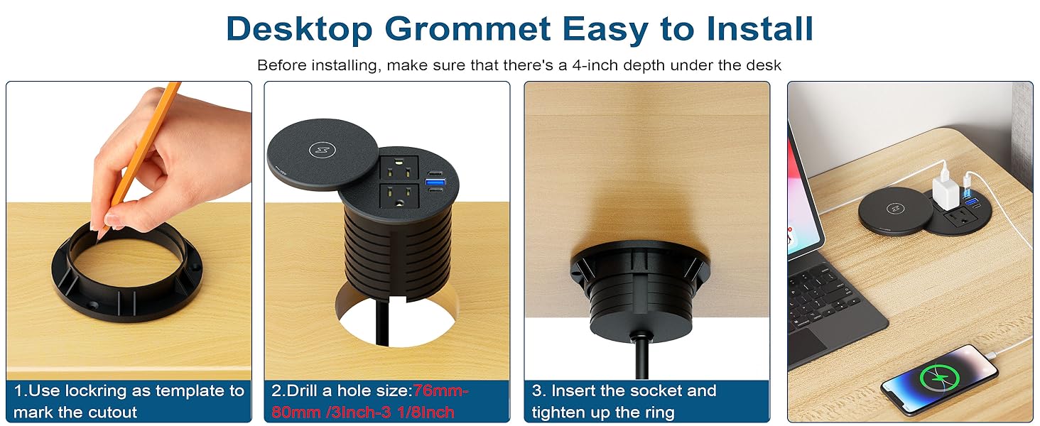 recessed power grommet
