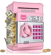 Mini ATM Toy Machine Fun Music Automatically Rolling Real Money with Password Code Lock Kids Elec...