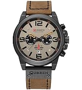 FANMIS Mens Sport Military Analog Quartz Watch Classic Chronograph Sandwich Dial Business Dress W...
