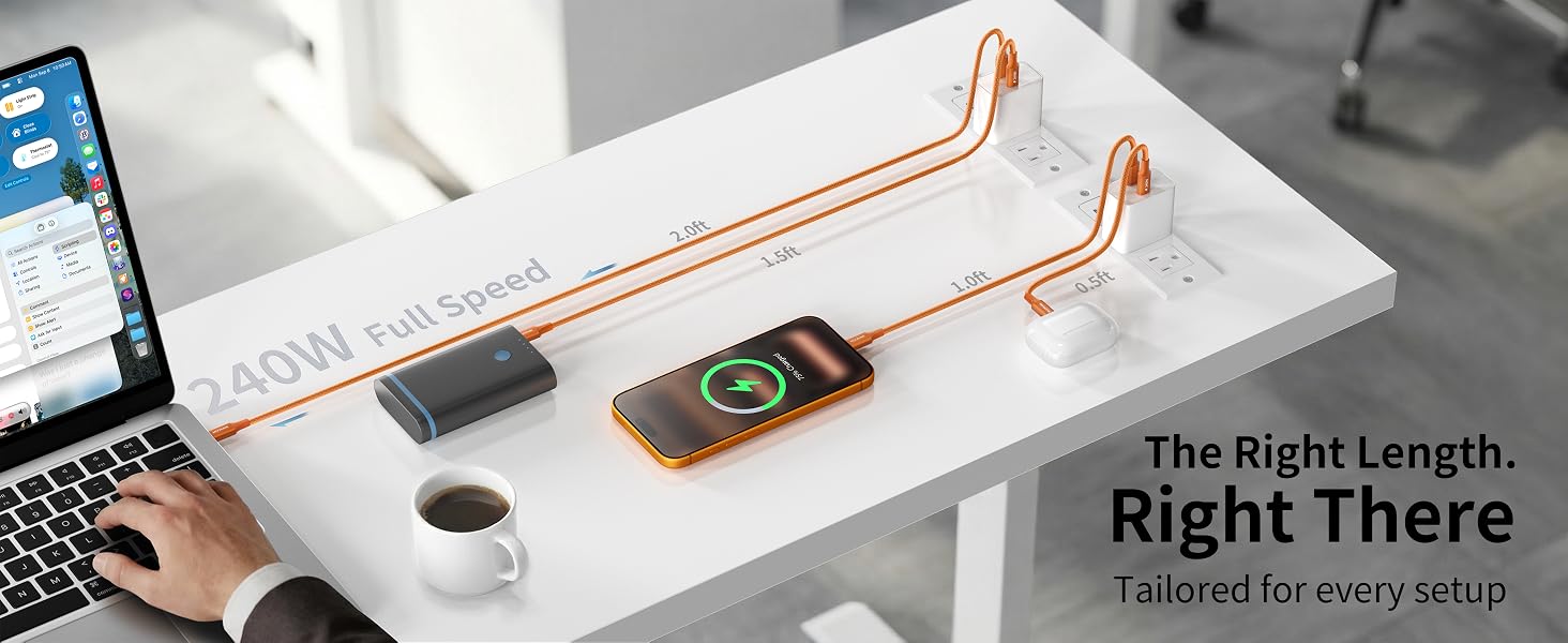 Dual 240W Power,Short USB-C Cables for Pro Mobility
