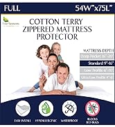 full zippered bed bug mattress protector 54x75 cotton terry waterproof cover