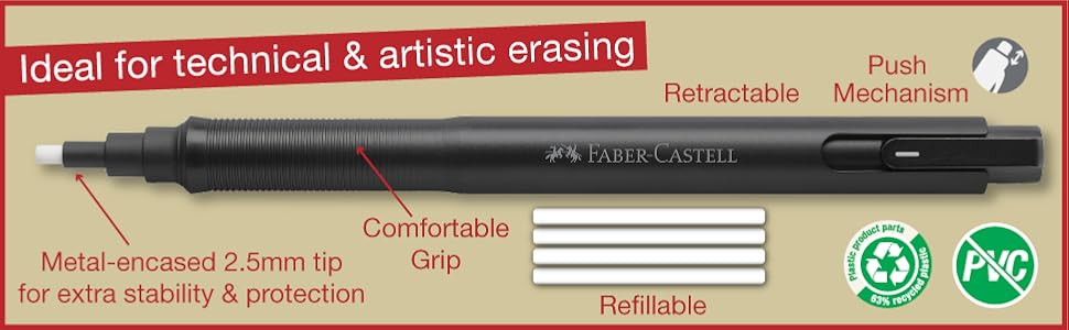 faber castell,eraser pen,retractable eraser,mechanical eraser,eraser pens,pen eraser,